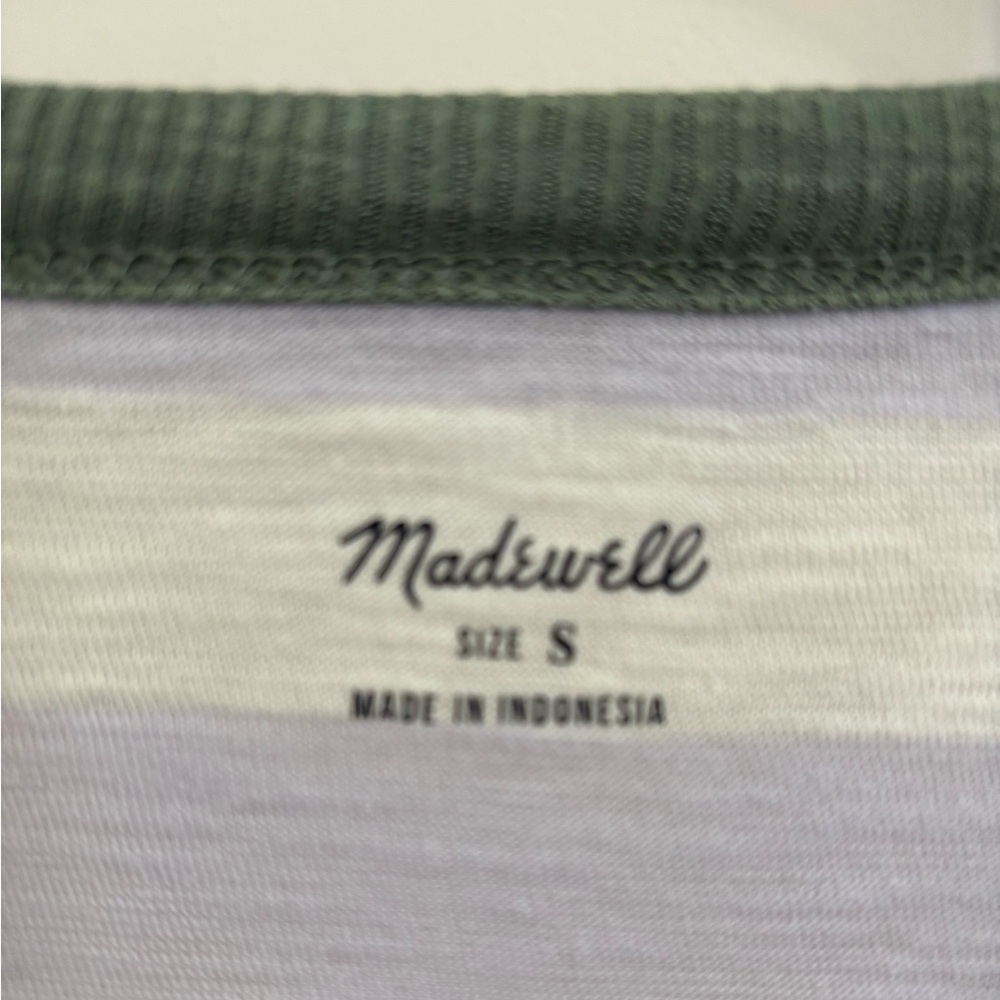 Madewell striped crewneck whisper cotton tee lavender & green Size-small - Picture 3 of 4